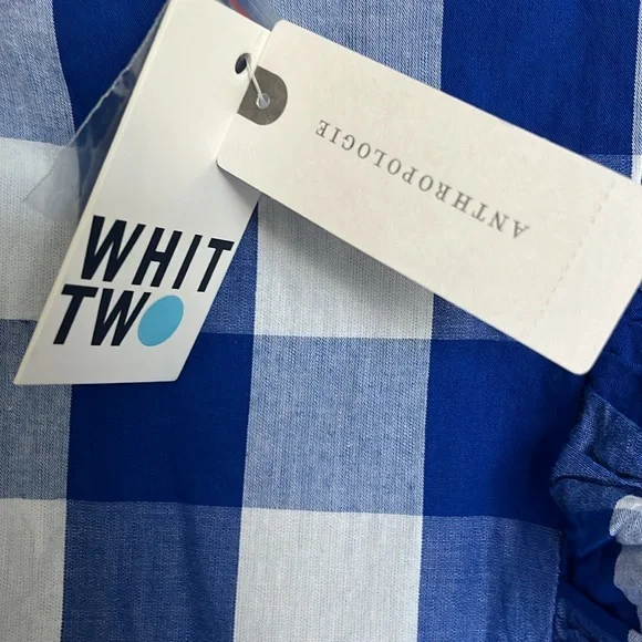 NWT Anthropologie Whit Two Gingham Ruffle Blouse - Picture 3 of 5